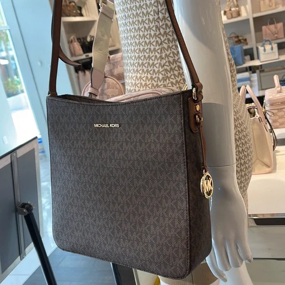 Michael Kors Jet Set Travel Large Messenger Crossbody Bag Brown - Picture 14 of 16